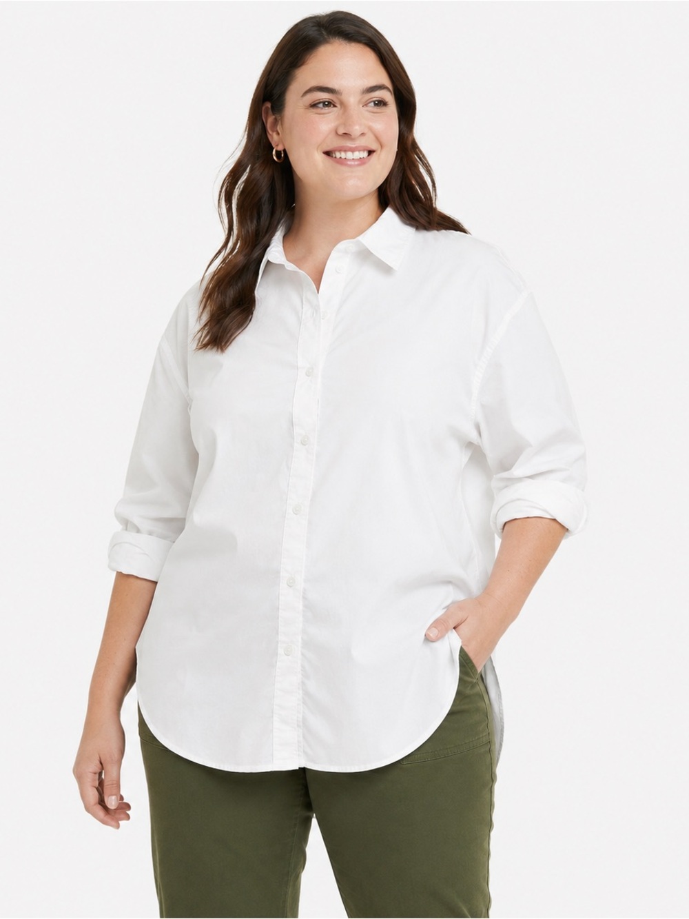 Universal Thread Women's Oversized Long Sleeve Collared Shirt White Size XL